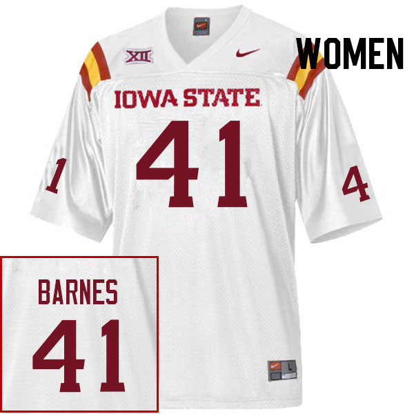 Women #41 Rylan Barnes Iowa State Cyclones College Football Jerseys Stitched Sale-White - Click Image to Close